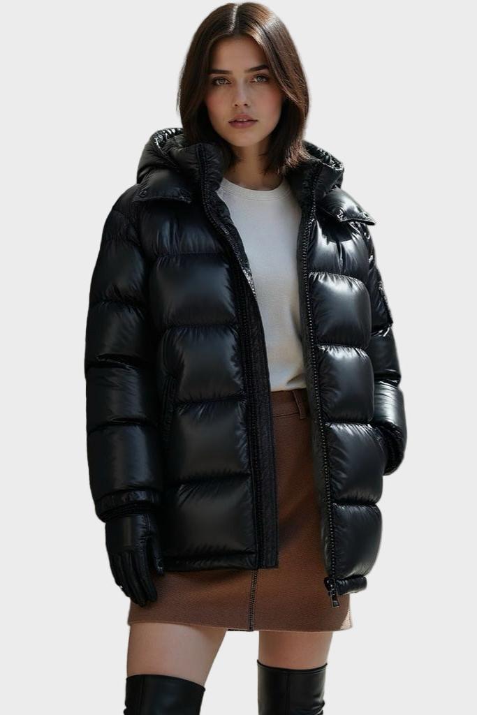Alma | Black Hooded Puffer Jacket