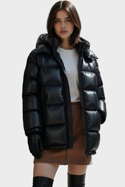 Alma | Black Hooded Puffer Jacket