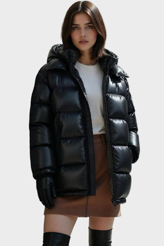 Alma | Black Hooded Puffer Jacket