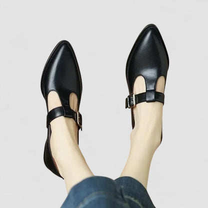Alma | Cream Buckle Mary Jane Flats