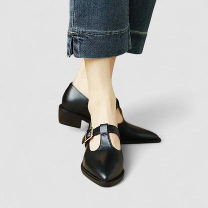 Alma | Cream Buckle Mary Jane Flats