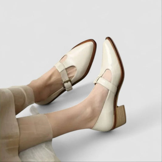 Alma | Cream Buckle Mary Jane Flats