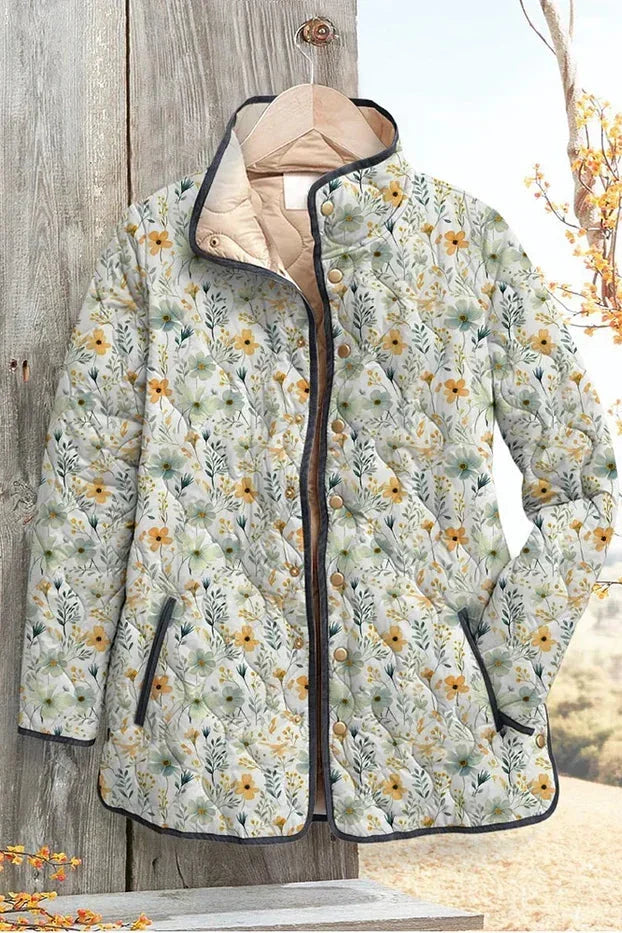 Alma | Ivory Ditsy Floral Quilted Jacket
