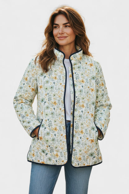 Alma | Ivory Ditsy Floral Quilted Jacket