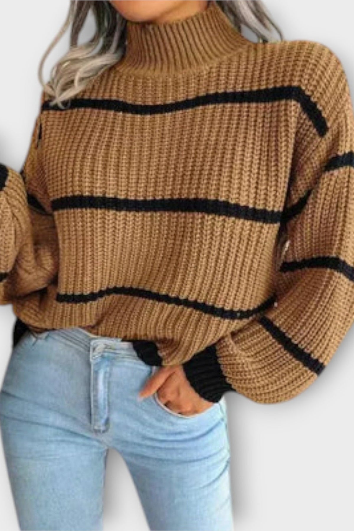 Alma | Olive Striped Knit Jumper