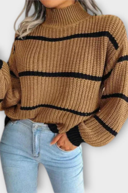Alma | Olive Striped Knit Jumper