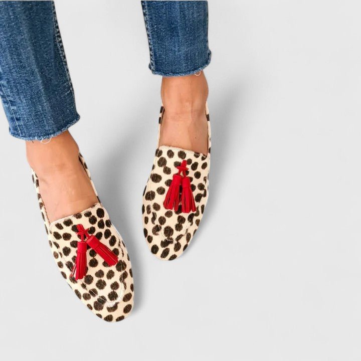 Annabelle | Animal Print Loafers with Red Tassels