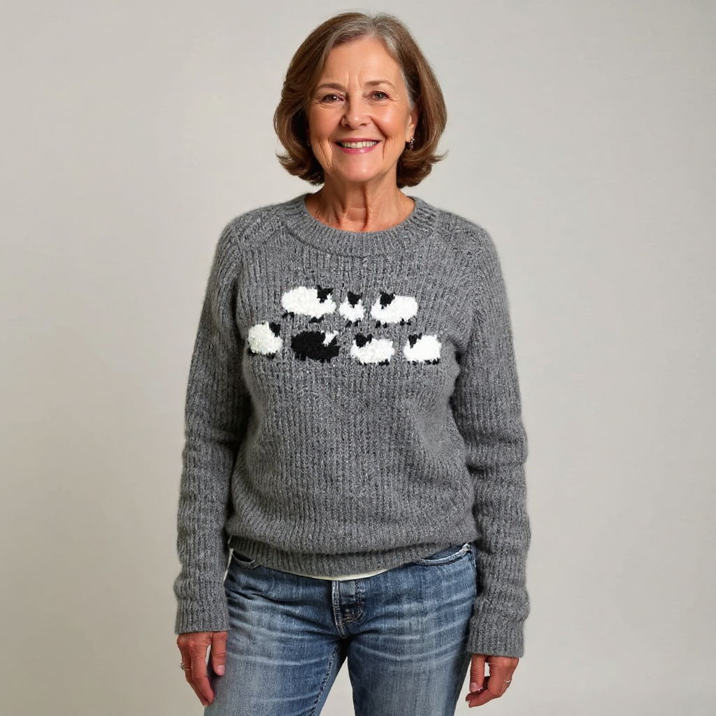 Amanda | Grey Sheep Motif Knit Jumper