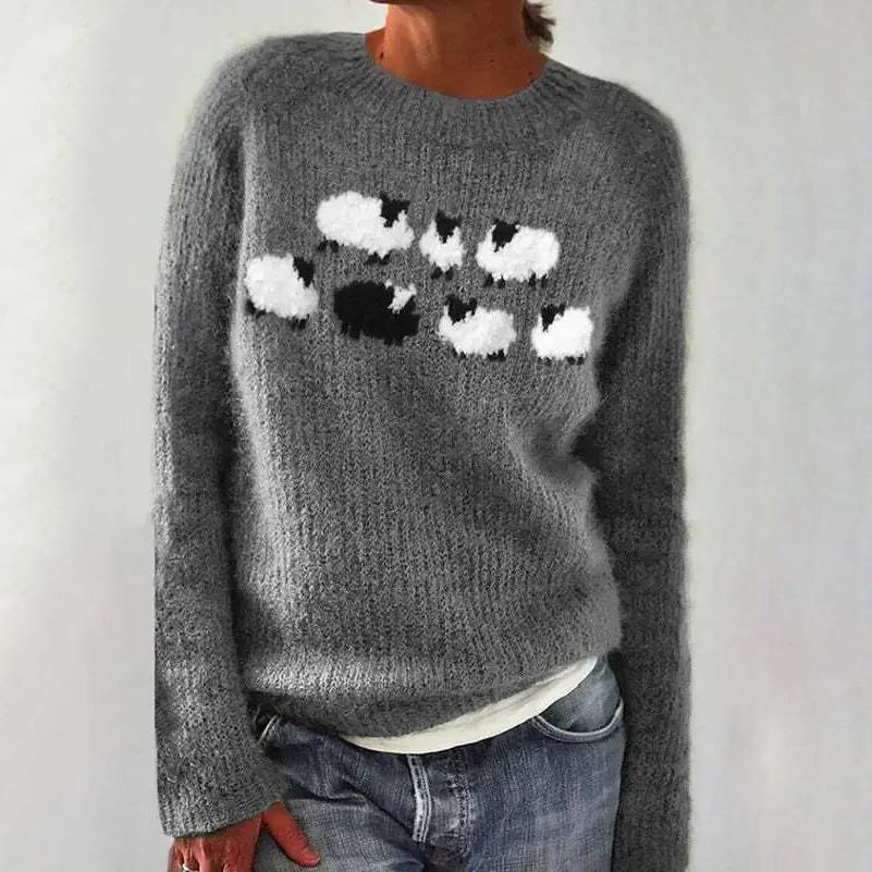 Amanda | Grey Sheep Motif Knit Jumper