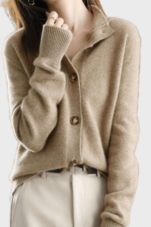 Amber | Soft Beige Button Cardigan