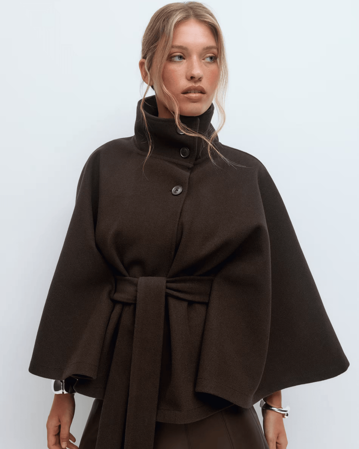 Amelia | Camel Belted Cape Coat