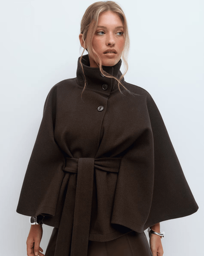 Amelia | Camel Belted Cape Coat