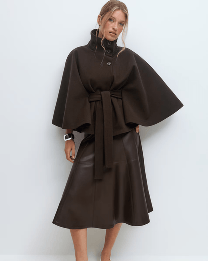 Amelia | Camel Belted Cape Coat