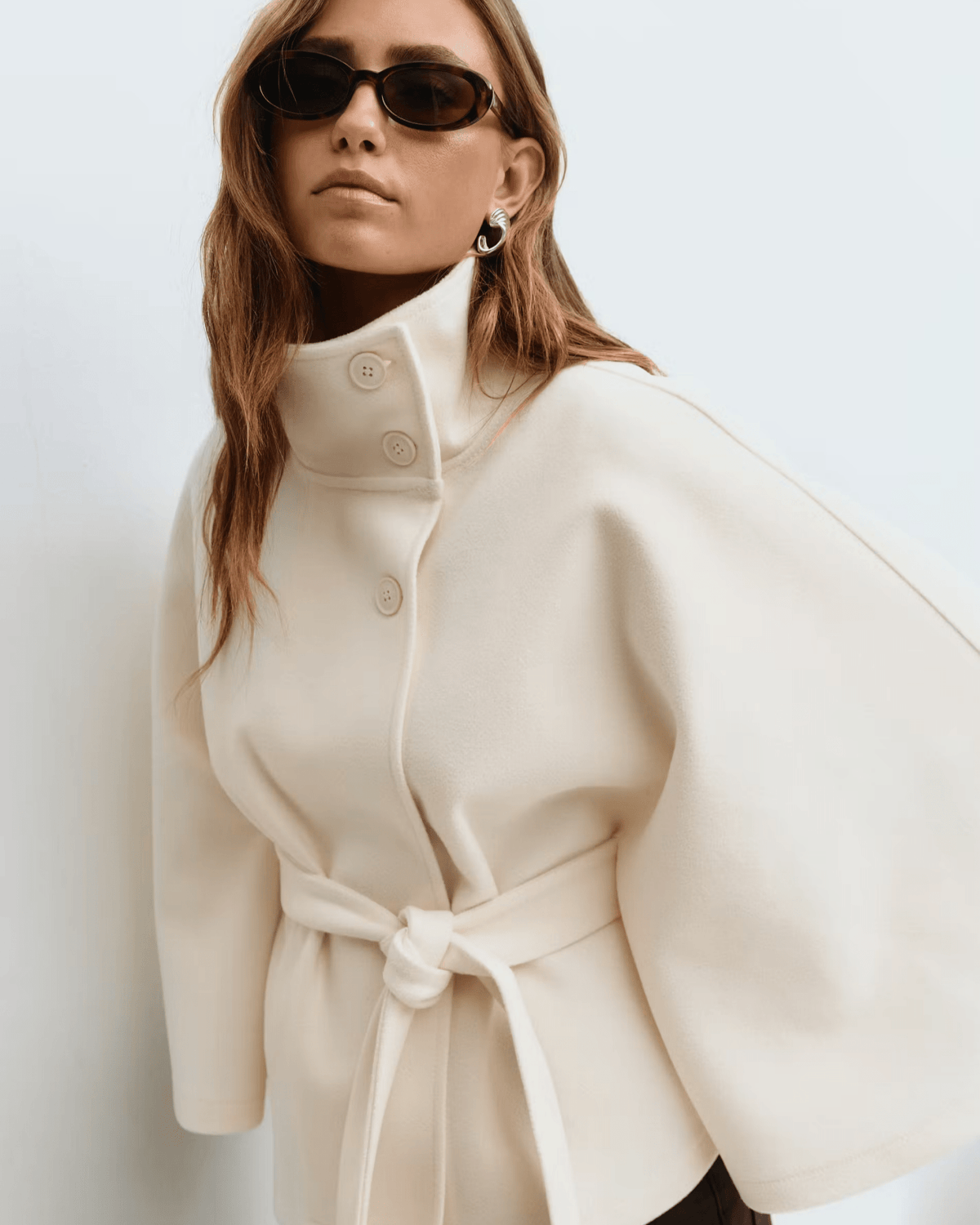 Amelia | Camel Belted Cape Coat