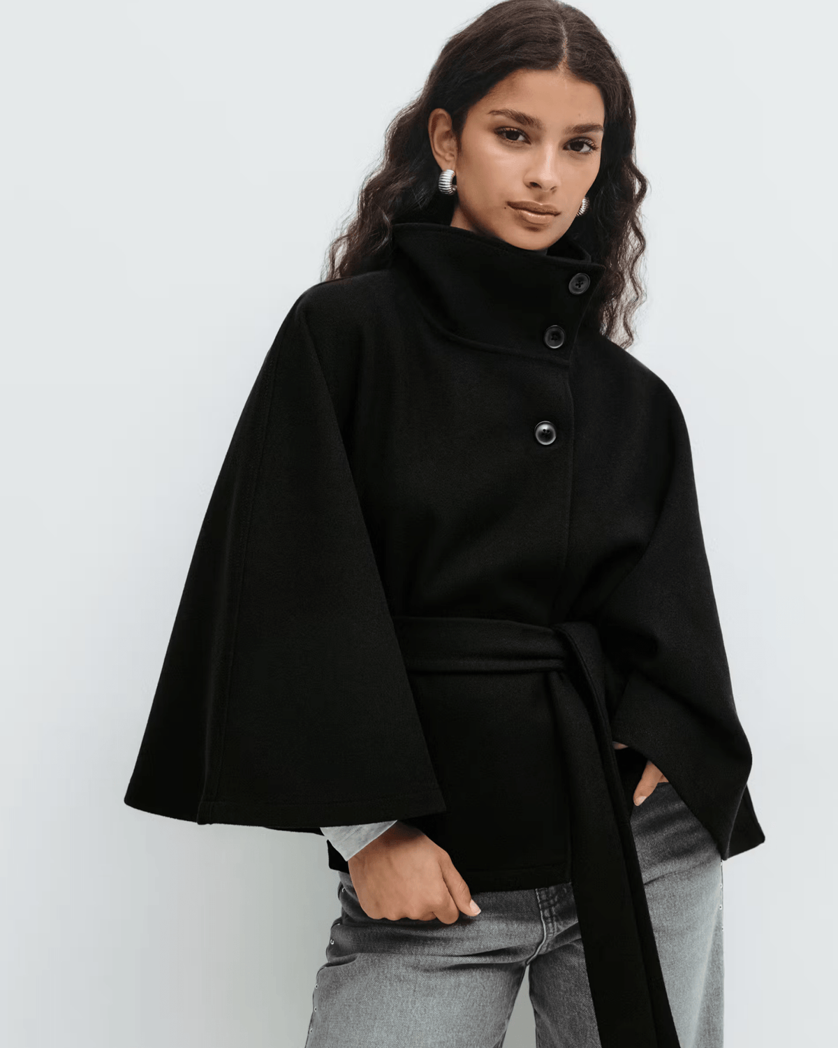 Amelia | Camel Belted Cape Coat