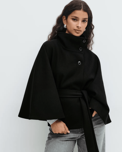 Amelia | Camel Belted Cape Coat