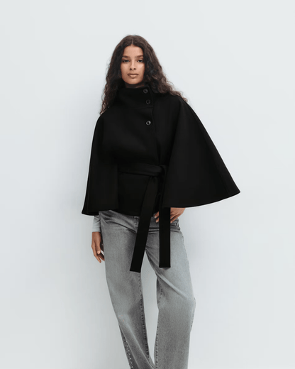 Amelia | Camel Belted Cape Coat