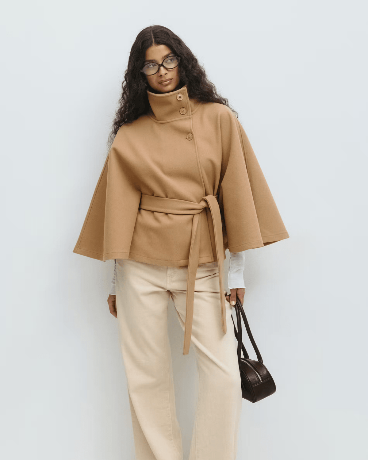 Amelia | Camel Belted Cape Coat