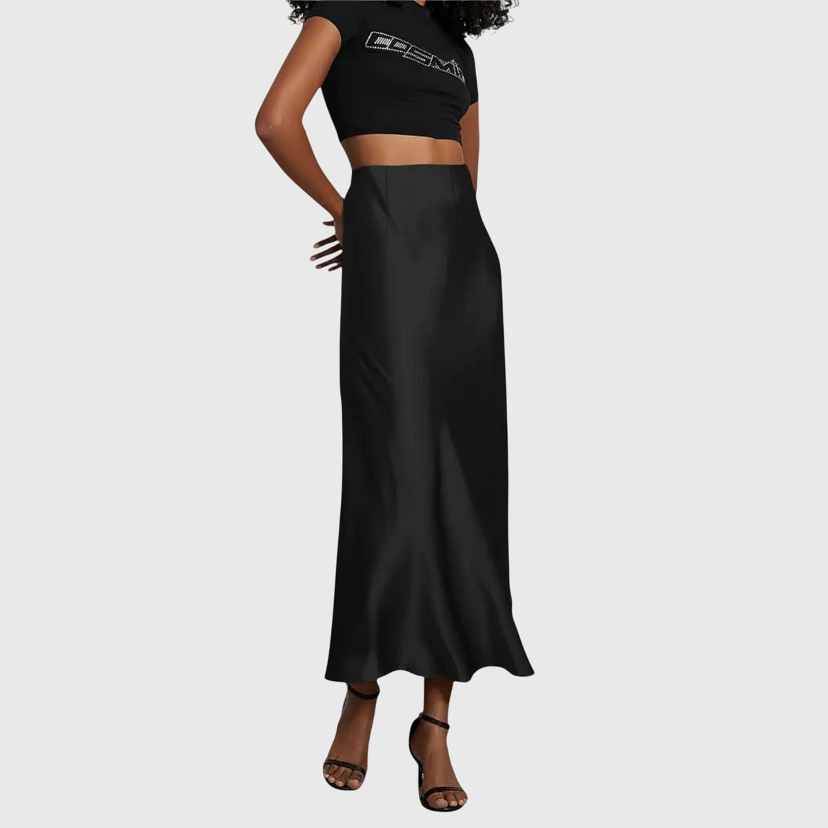 Amira | Satin-Feel Midi Skirt