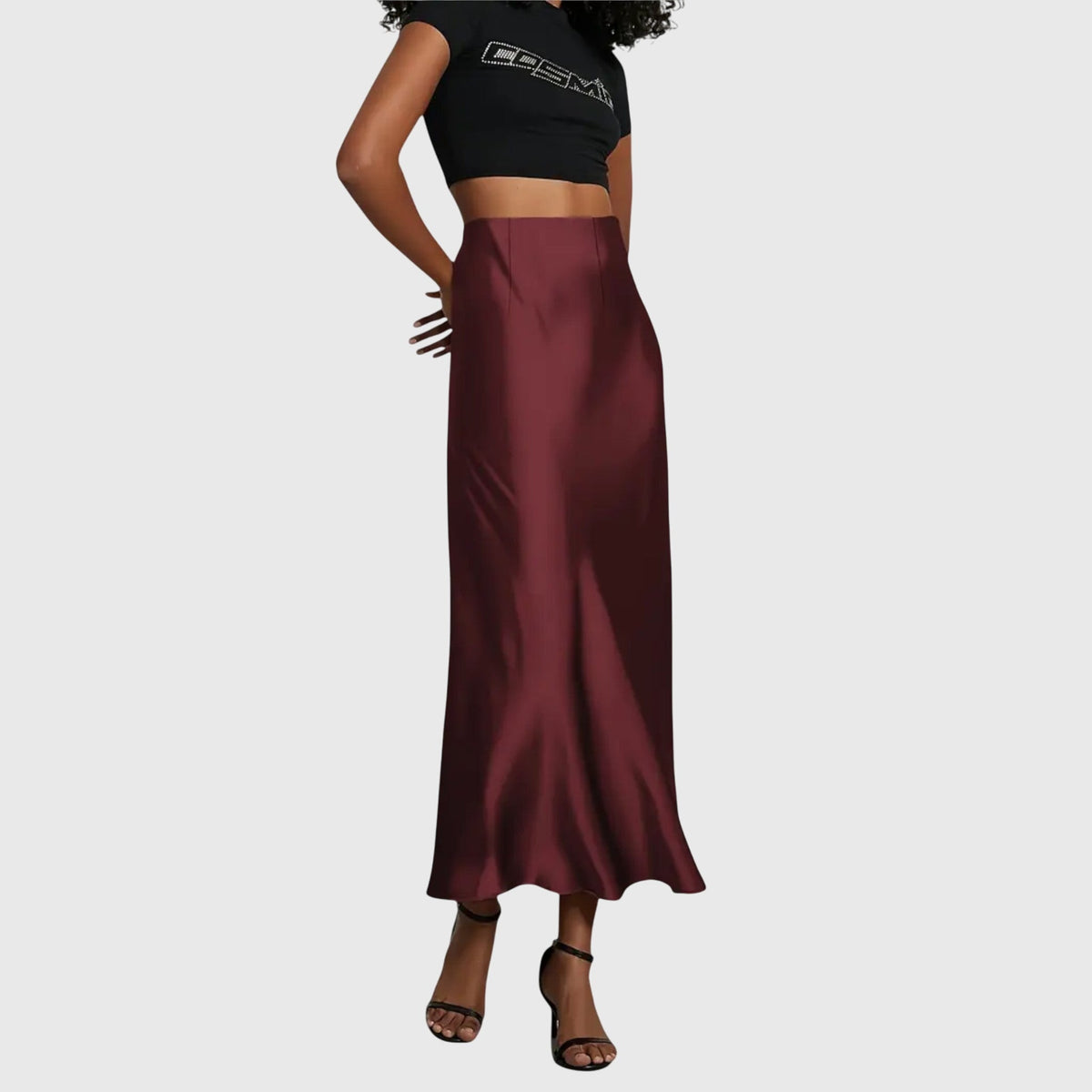 Amira | Satin-Feel Midi Skirt