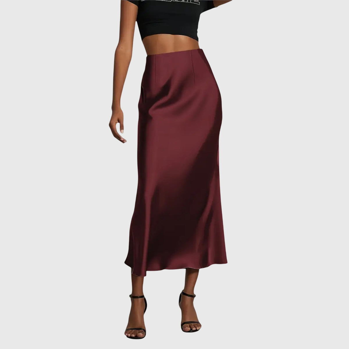 Amira | Satin-Feel Midi Skirt