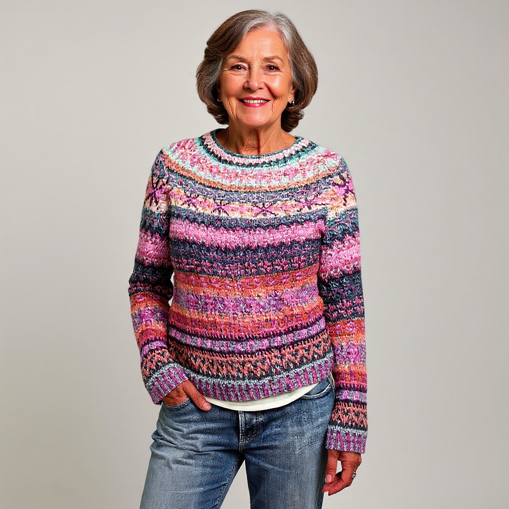 Amy | Pink Multicolour Fair Isle Jumper