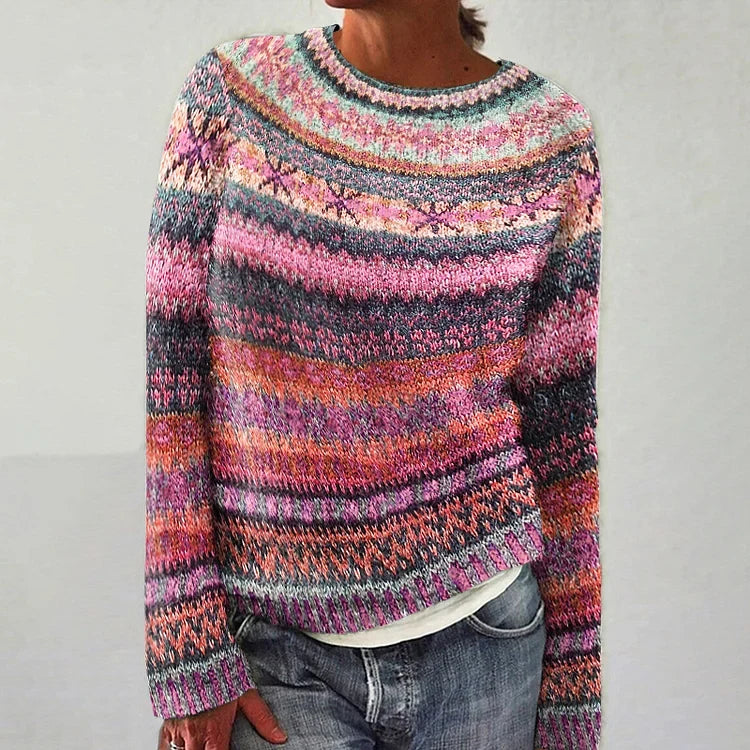 Amy | Pink Multicolour Fair Isle Jumper