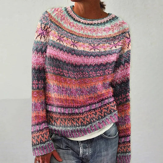 Amy | Pink Multicolour Fair Isle Jumper