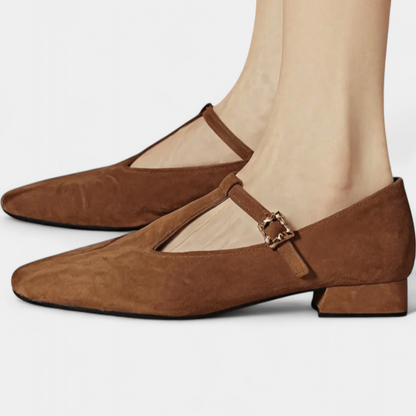 Andrea | Brown Suede-Style Mary Jane Shoes