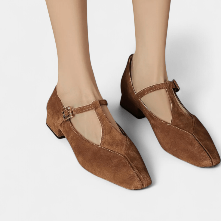 Andrea | Brown Suede-Style Mary Jane Shoes