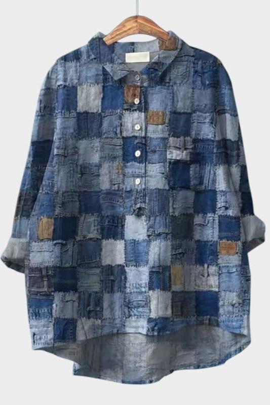 Annette | Blue Patchwork Print Shirt