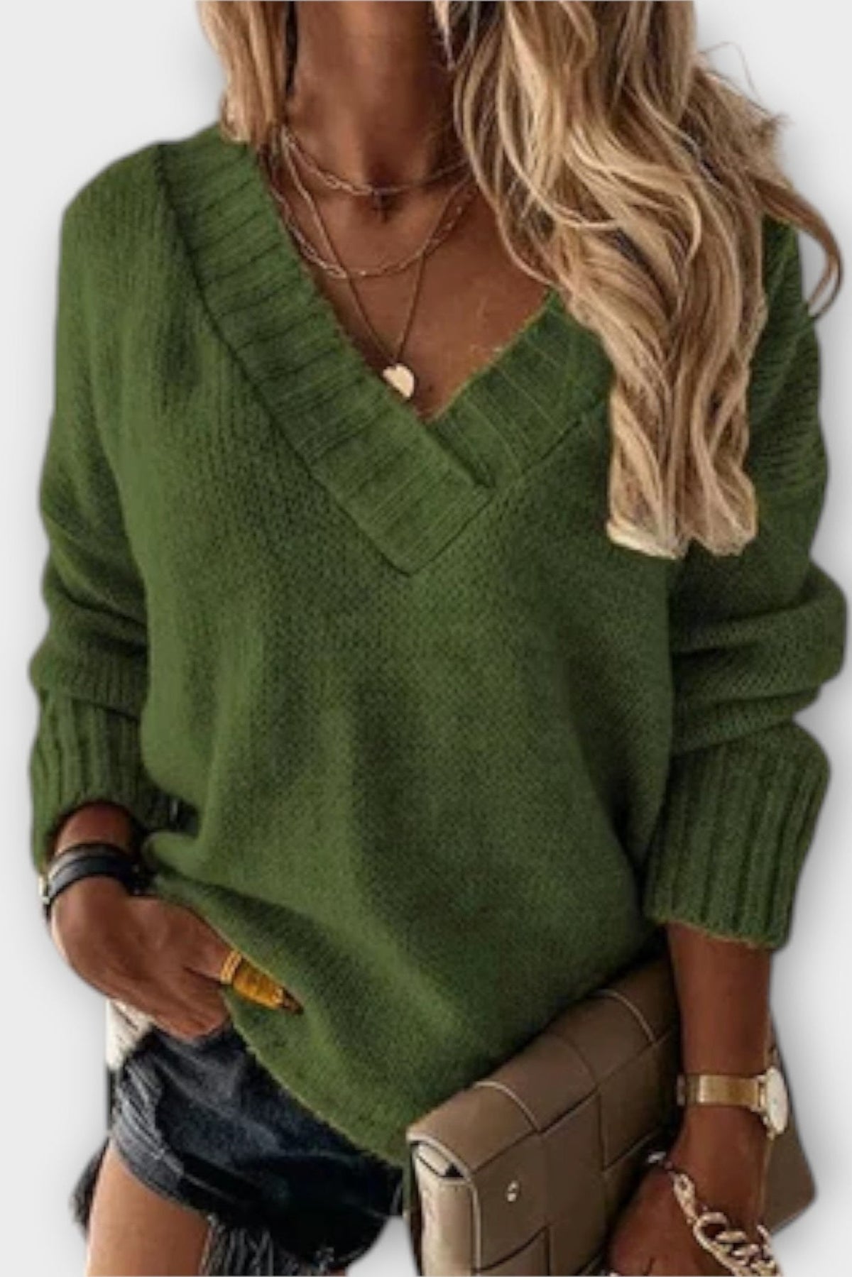 Annette | Black V-Neck Ribbed Jumper