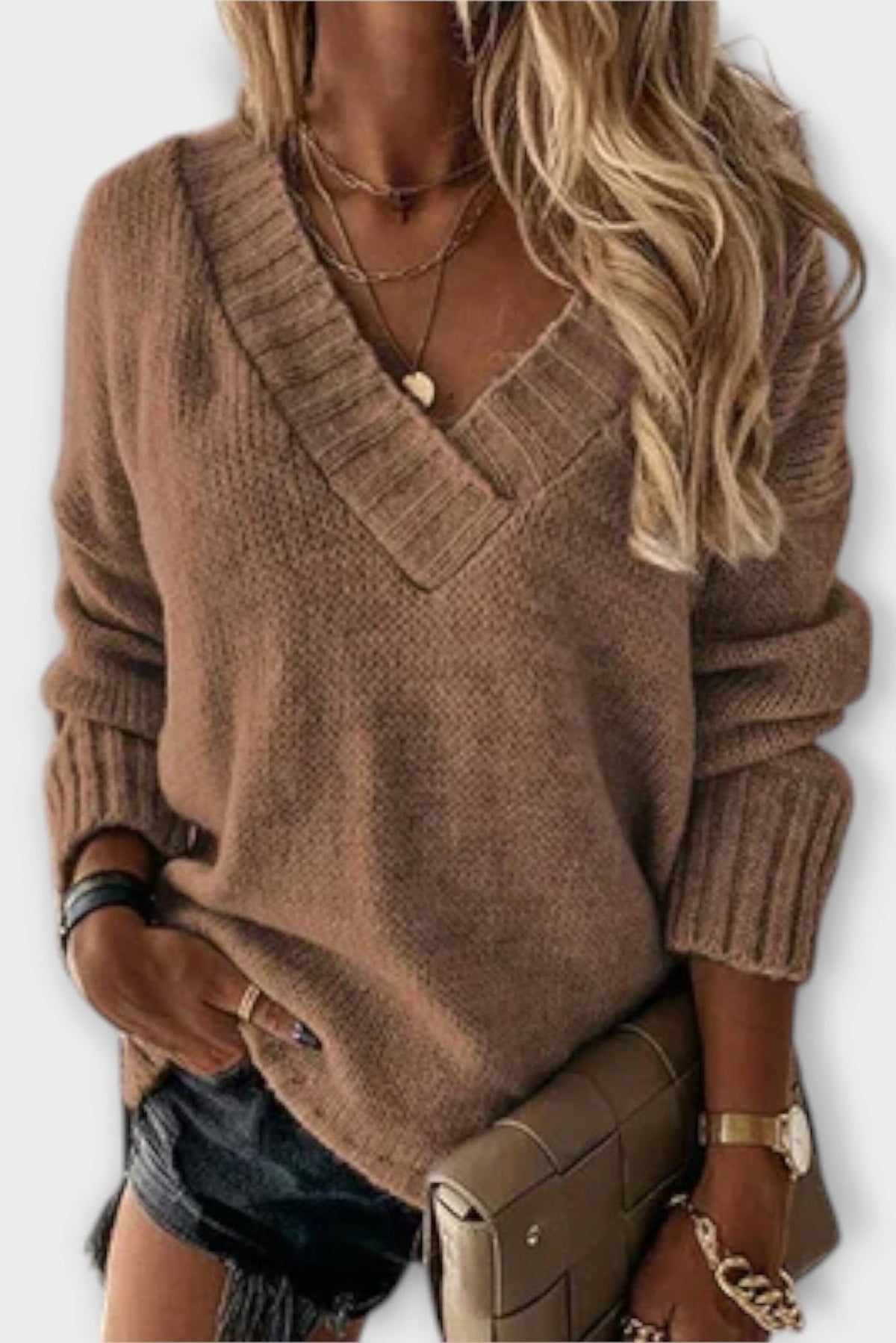 Annette | Black V-Neck Ribbed Jumper