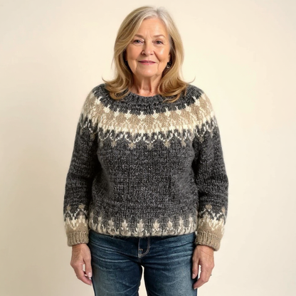Angela | Charcoal Fair Isle Knit Jumper