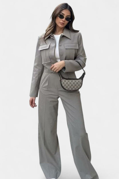 Anna | Cropped Jacket & Wide-Leg Trouser Set