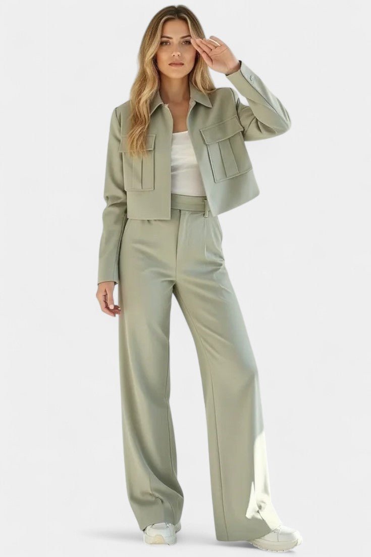Anna | Cropped Jacket & Wide-Leg Trouser Set