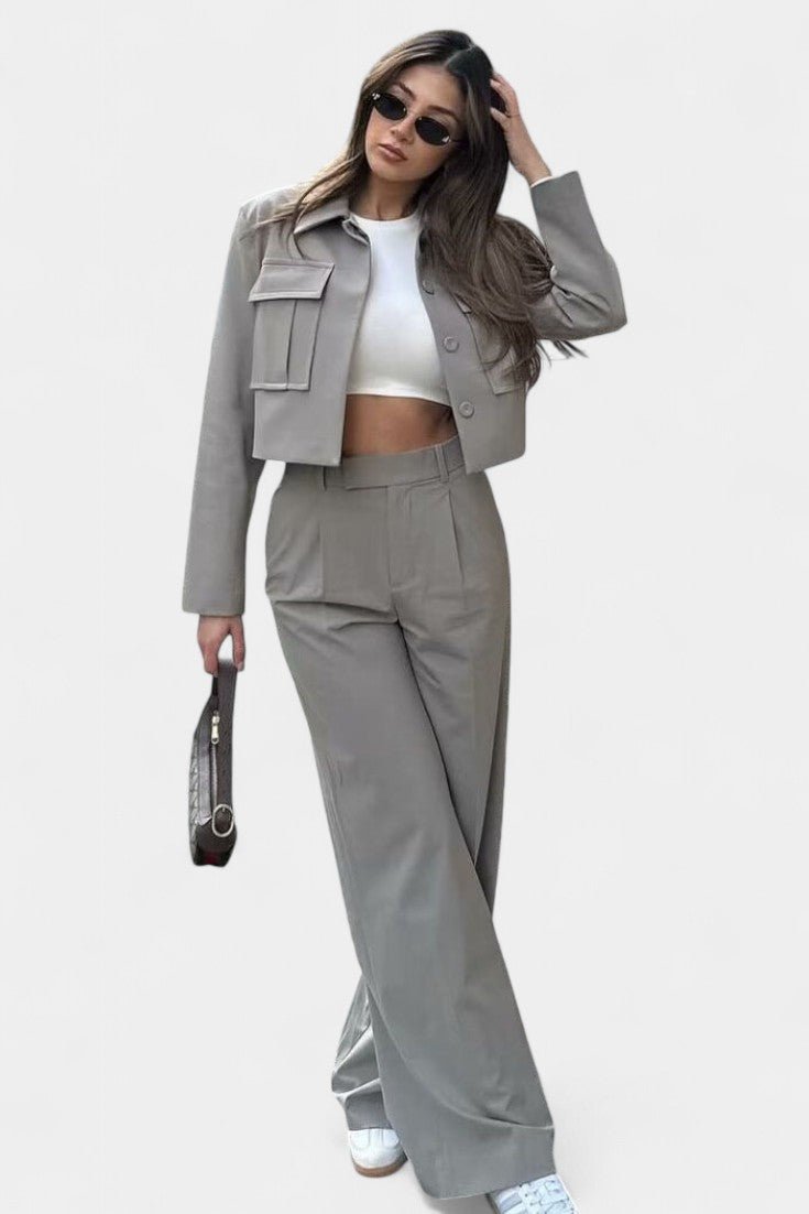 Anna | Cropped Jacket & Wide-Leg Trouser Set
