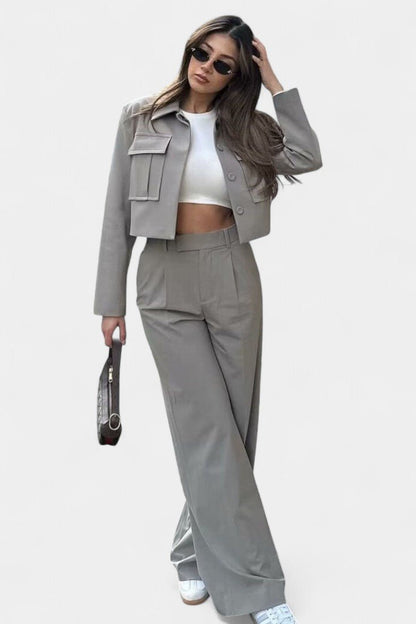 Anna | Cropped Jacket & Wide-Leg Trouser Set