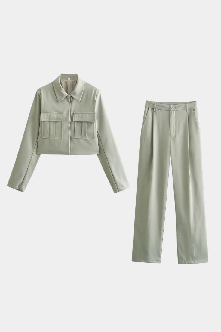 Anna | Cropped Jacket & Wide-Leg Trouser Set