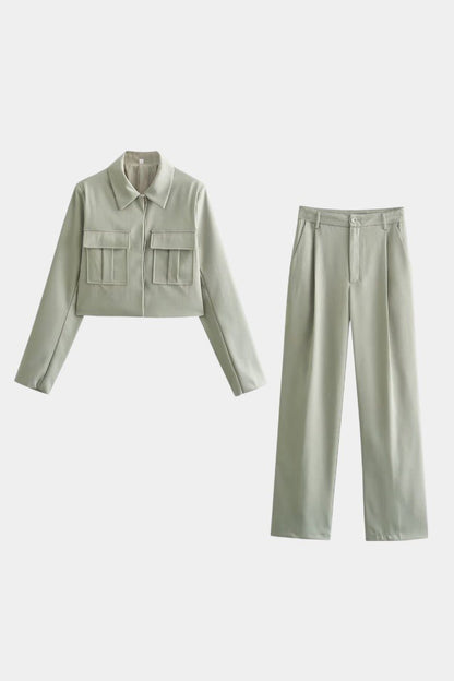 Anna | Cropped Jacket & Wide-Leg Trouser Set