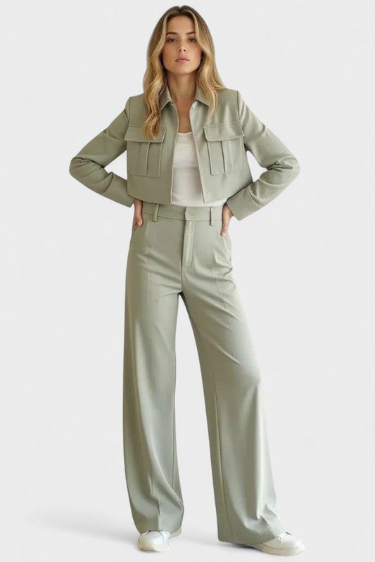Anna | Cropped Jacket & Wide-Leg Trouser Set