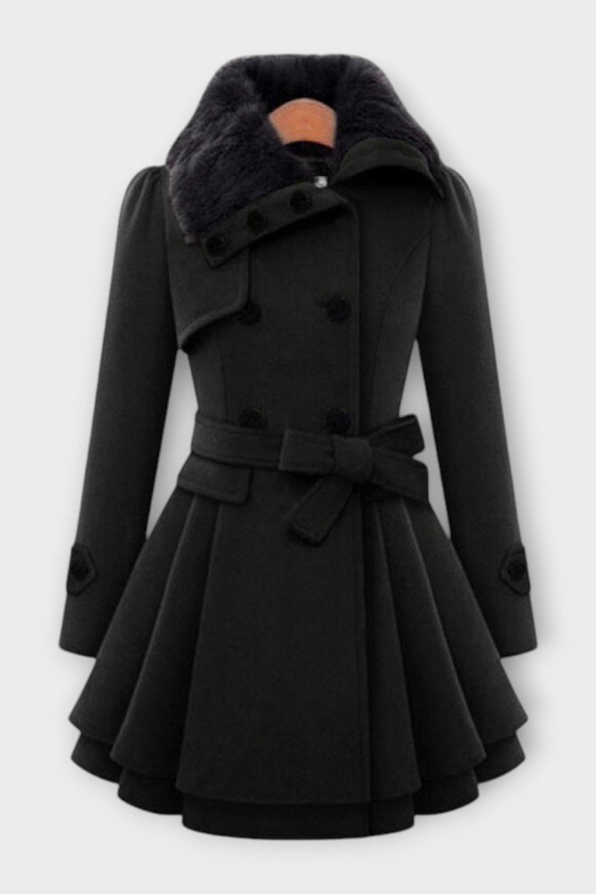 Anna | Camel Belted Double-Breasted Coat