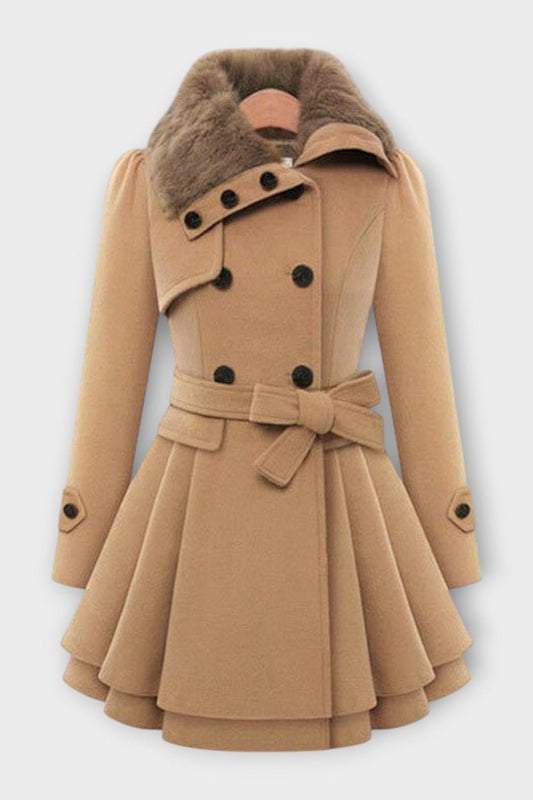 Anna | Camel Belted Double-Breasted Coat