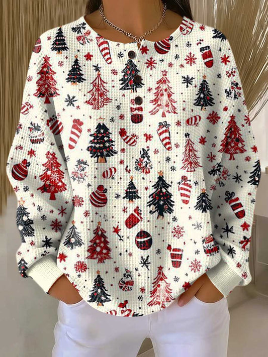 Irene | White Christmas Tree Print Jumper