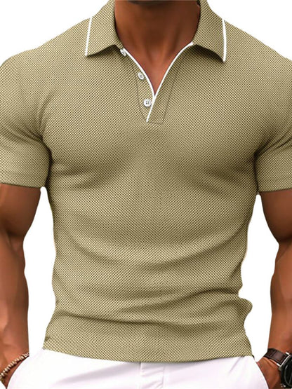Antony | Blue Contrast-Trim Polo