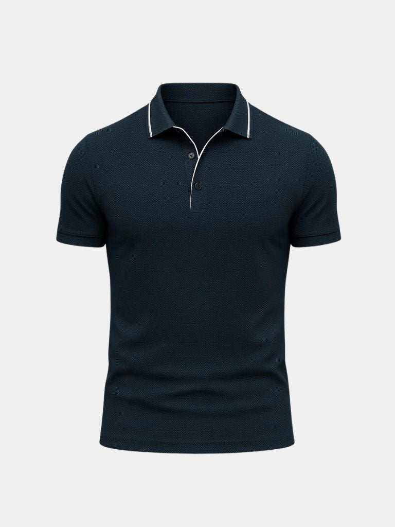 Antony | Blue Contrast-Trim Polo