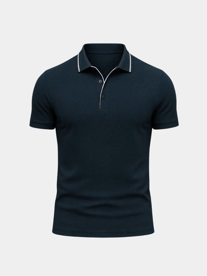 Antony | Blue Contrast-Trim Polo