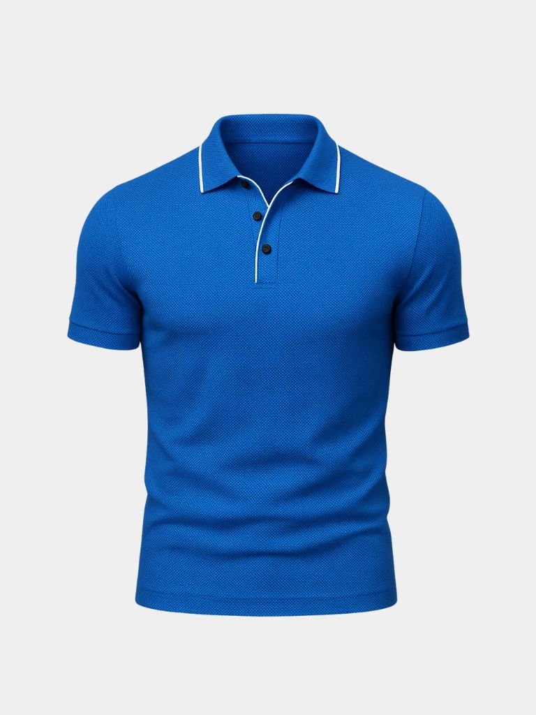 Antony | Blue Contrast-Trim Polo