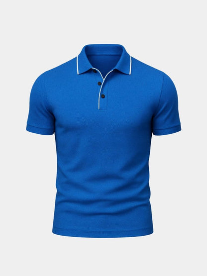 Antony | Blue Contrast-Trim Polo