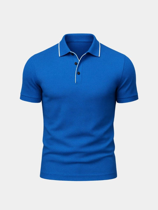 Antony | Blue Contrast-Trim Polo